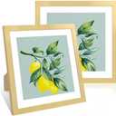 ccdcc 12x12 Picture Frame Set of 2, 12 x 12 Wood Photo Frames with Mat for 10x10 or 30x30cm Diamond Art Painting, Wooden Frame with Real Glass Cover for Wall and Tabletop Display,Gold