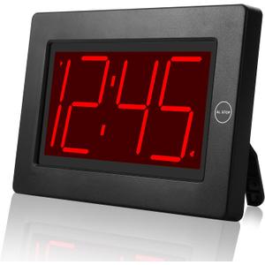 KWANWA Large Digital Alarm Clock, 3" LED Display Battery Operated, Dimmable Auto Night Mode, Easy to Read for Seniors Visually Impaired, Cordless Wall Clock or Table Clock for Bedroom Kitchen Office