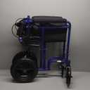 Medline Lightweight Foldable Transport Wheelchair with Handbrakes and 12-Inch Wheels, Blue Frame, Black Upholstery