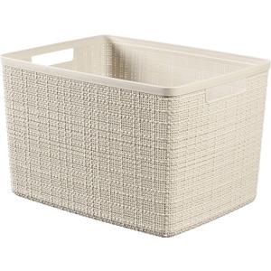 CURVER Jute Basket 100% Recycled Plastic Rectangular, White, L: 20 L