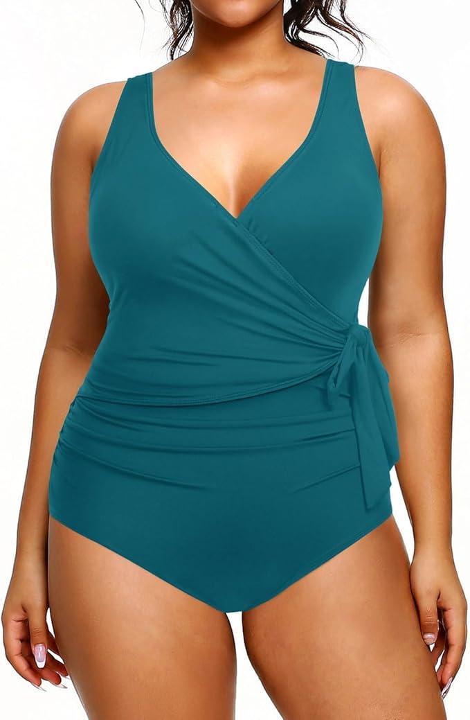 Yonique Plus Size One Piece Swimsuits for Women Tummy Control Bathing Suits Full Coverage Swimwear , Size: 18 Plus