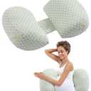 VEVOR Pregnancy Wedge Pillow, W-Shaped Maternity Pillow for Pregnant Women, Soft and Breathable Pregnancy Pillow with Removable & Washable Cover for Back Belly HIPS Support, Lightweight and Portable