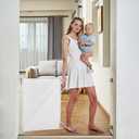 EasyBaby Retractable Baby Gate, 33" Tall, Extends up to 55'' Wide, White/Child Safety Baby Gates, Pet Retractable Gates for Stairs, Doorways, Hallways, Indoor and Outdoor
