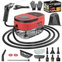 Handheld Steam Cleaner, 2500W High Pressure Steam Machine, 1.6L Water Tank, 3 Levels Adjustable Handle, Portable Cleaning Steamer for Home, Car Detailing, Bed Bugs, Furniture, Couch, Grout (Red)