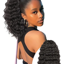 Isaic Ponytail Extension 12 Inch Long Wavy Curly Ponytails Drawstring Ponytail for Black Women Natural Black Pony Tails Hair Extensions Synthetic Hairpiece for Daily Use