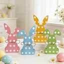 3 x 4 Pcs Pastel Wooden Easter Bunny Spring Table Decorations for Home - 6.3" Tall Colorful Cute Bunny Signs for Mantel Dining Room Tabletop Tiered Tray Decor