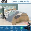 Jay Franco Star Wars Queen Size Comforter Set - 7 Piece Bedding Includes Sheet Set & Pillow Covers - Super Soft Cozy Bedding with Death Star and Millennium Falcon