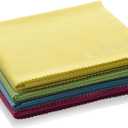 E-Cloth Glass & Polishing Cloth - Microfiber Cleaning Towel Cloth for Windows, Cars, Mirrors, Eyeglasses, & More, Streak Free Clean, Reusable & Machine Washable - Assorted Colors (4 Pack)