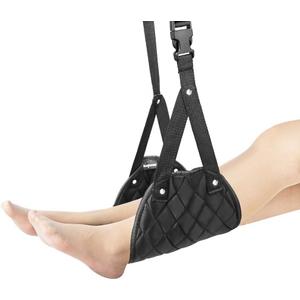 Airplane Foot Rest (Travel Comfortably), Perfect Airplane Travel Essentials, Portable Foot Hammock Airplane Plane Travel Accessorie, Long Flight Essentials, Relax your feet & Leg Airplane Foot Hammock (Black)