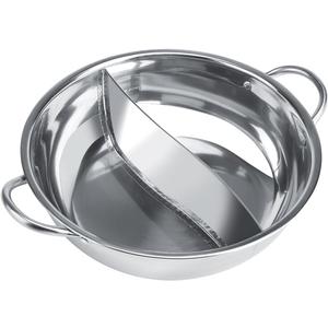 Stainless Steel Pot with Divider, Two-flavor Separation Induction Cooker, Double-sided Soup Cooker Double-flavor Chinese Shabu-Shabu, Suitable For Family Gatherings(30cm)