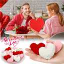 CCINEE 15PCS Valentines Heart Hanging Knit Ornaments, Red Pink White Valentines Crochet Bowl Vase Filler for Valentine's Day Mother's Day Decor