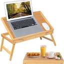 Bed Tray Breakfast Food Tray with Folding Legs Kitchen Serving Tray for Lap Desks Notebook Computer Sofa Platters TV Snack Tray(Beige, Large)