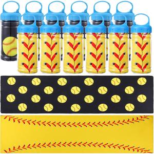 Tegeme 12 Pack Softball Cooling Towels, Softball Ice Towels for Neck, 40"x12" Breathable Chilly Towel with Plastic Container, 2 Style Microfiber Sport Towel for Players Team Gift Sport Party Favors