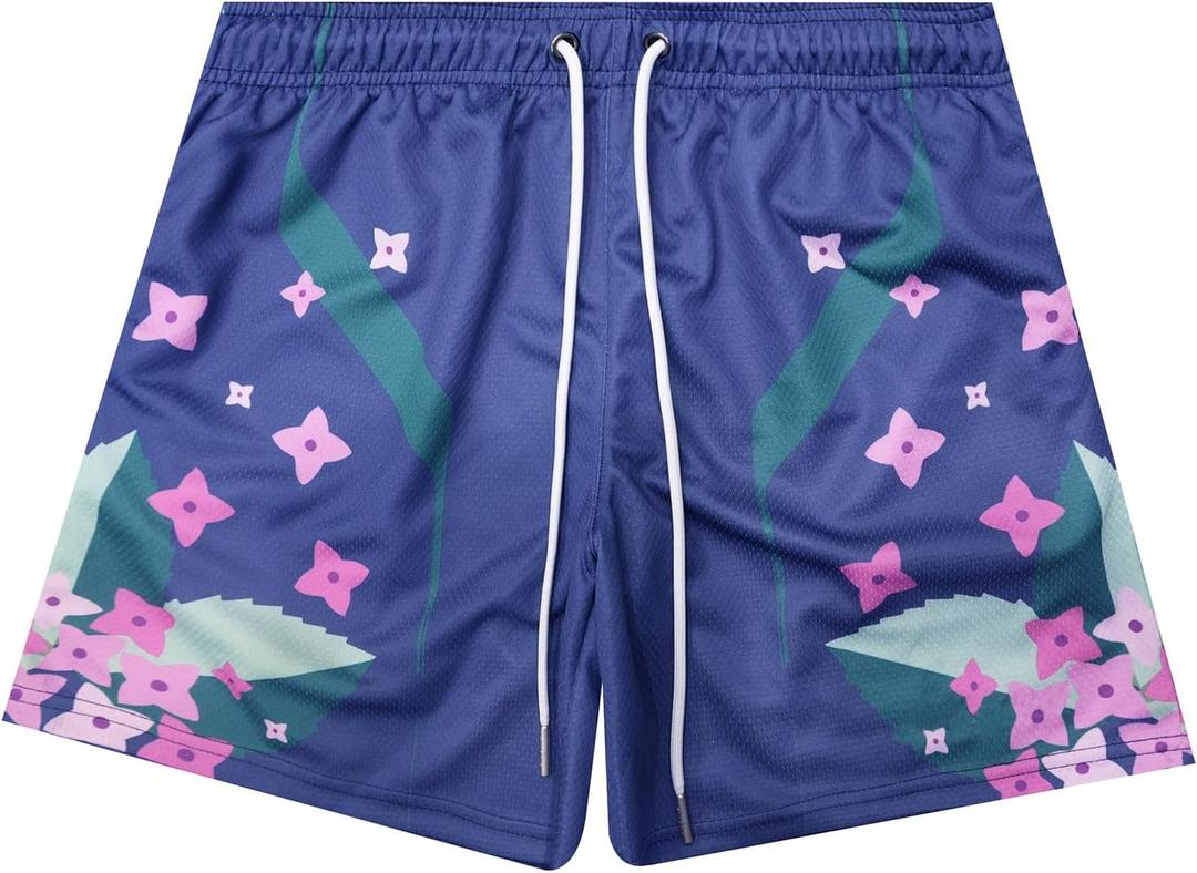 BOOMLEMON Mens Mesh Graphic Shorts Retro Designer Basketball Athletic Shorts Summer Casual Cool Streetwear Short Pants