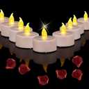 Battery Operated Led Tea Lights Candles:50 Pack Flameless Electric Fake Candle, Realistic and Bright Flickering Votive Tealights, Long Lasting 200+Hours,for Wedding,Party,Home Decoration (Warm Yellow)
