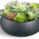 8inch Artificial Succulent Plants in Pots,Large Fake Succulents with Black Ceramic Pot for Home Office Desk Bathroom Coffee Table Decor