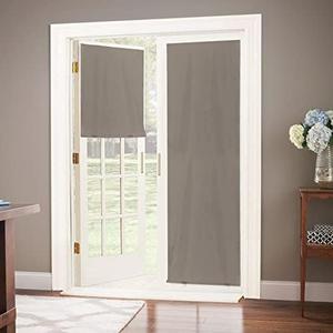 LazBlinds 100% Blackout Door Curtain, No Tools No Drill Cordless Blinds for Windows, Thermal Insulated UV Protection Privacy Window Curtains for French Door Front Door(26''W x 68''H, Taupe, 1 Panel)