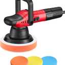 AVID POWER Dual Action Car Buffer Polisher, 6 Inch Orbital Polisher for Car Detailing with 6 Variable Speeds, Detachable Handle & 3 Polishing Pads (5-light Red)