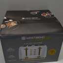 West Bend Timeless 4-Slice Toaster with 7 Browning Levels, Bagel/Waffle/Defrost Settings, High-Lift Lever, Anti-Jam, Easy-Clean Crumb Tray, 4-Slice, White/Gold