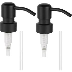 Stainless Steel Black Soap Dispenser Pump,28MM Soap Pump Replacement for Sanitizer, Lotion, Shampoo, Conditioner (2 Pack)