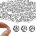 100 Pieces Volleyball Beads 9mm/0.35'' Sport Ball Soft Spacer Charms Handmade Polymer Clay for DIY Necklace, Bracelet, Jewelry, Earring, Hair Clip Crafts Making Supplies Decoration Accessories