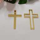 16pcs of Acrylic Cross Cake Topper, Cross Cake Charm for Baptism, Christening, Holy Communion Cake (6'', Gold Mirror)
