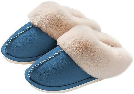 Womens Slippers with Fluffy Fur Soft Memory Foam House Shoes, Christmas Gifts Christmas Slippers for Women Mom Grandma Size 42-43L