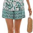 WDIRARA Women's Loose Boho Casual Summer Shorts Floral Print Elastic High Waist Knot Comfy Wide Leg Shorts (XS)