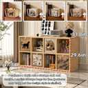 real Solid Wood 8 Cube Storage Organizer Shelf with 4 Bins,Low Bookcase, 47.3″ x11.8″ x29.6″(H）