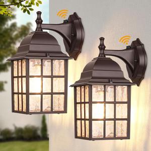 2-Pack Dusk to Dawn Outdoor Lights for House, Exterior Porch Light Fixtures Wall Mount with Photocell Sensor, Oil Rubbed Bronze Wall Lantern, Waterproof Outside Wall Sconce Lighting for Garage,Door