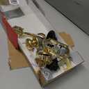 Kwikset Montara Front Door Lock Handle and Deadbolt Set, Entry Handleset Exterior with Interior Door Knob, Polished Brass, Pick Resistant SmartKey Rekey Deadbolt Security