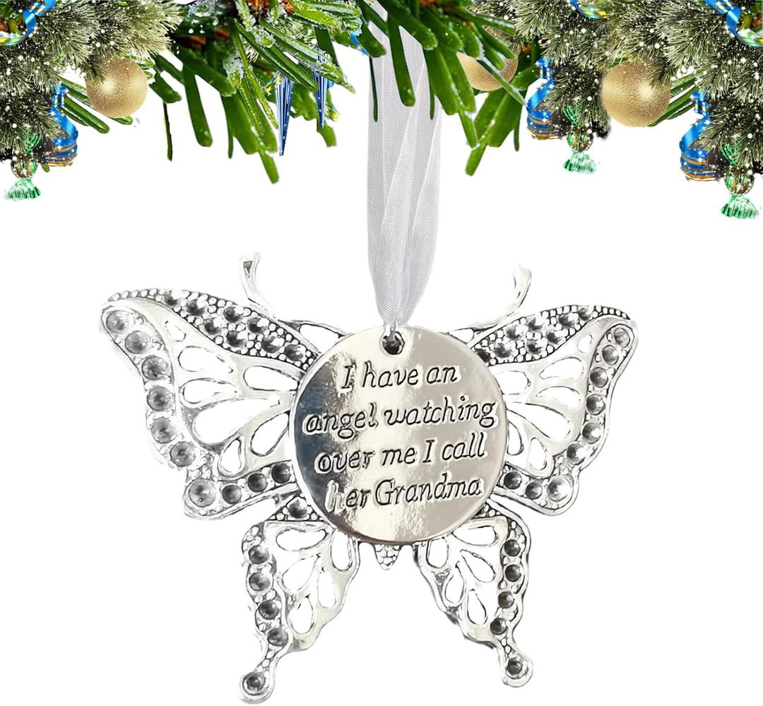 Christmas Ornaments Butterfly Pendant, Butterfly Christmas Ornaments for Christmas Tree,in Memory of Loved One Gifts,Memorial Ornaments for Loss of Loved One,Christmas Tree Decorations,B-Grandma
