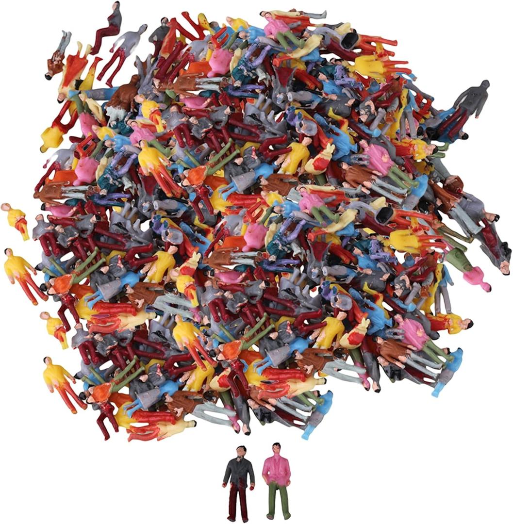 Mxfans 500Pcs 1:100 Scale Mixed Mini Miniature Painted Model People Figures for Miniature Scenes