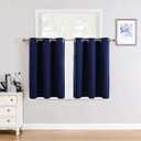 ChrisDowa Small Window Curtains for Kitchen and Bedroom - Grommet Short Thermal Insulated Room Darkening Curtains (2 Panels, Navy Blue, 34 x 36 Inch)