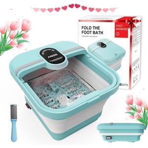 AISZG Foot Spa Bath Massager with 8 Massage Rollers,Collapsible Foot Spa with Heat,Birthday Gifts for/Mom/Her/Women/Men/Him Pedicure Foot Soaking Tub,