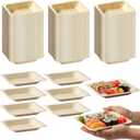 400 Pack Disposable Square Palm Leaf Bowls, Heavy Duty Serving Dishes, Natural Friendly Alternative to Paper or Bamboo Tableware for Parties, Weddings, BBQ & Catering, 4.3inches