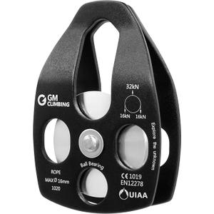 GM CLIMBING Large Rescue Pulley 32kN Single Sheave with Swing Plate CE UIAA Certified