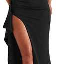 Women Formal Dresses Sleeveless Bodycon Ruched High Slit Sexy Maxi Dress Cocktail Prom (Small, Black)