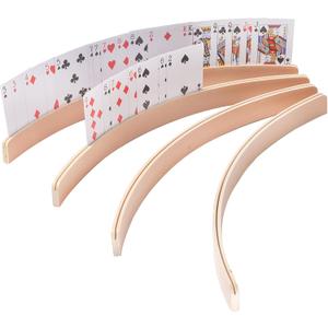 GSE Games & Sports Expert Set of 4 Playing Cards Holders, Wooden Playing Card Racks, Curved Playing Card Trays for Bridge, Hand & Foot, Rummy, UNO Card Games (17.5-Inch), 17.5 x 1.4 x 0.38 inches