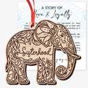 GEEMBI Christmas Birthday Gifts for Women Friendship - Wooden Christmas Ornaments 2025 with Card - Thank You Elephant Gifts for Women Best Friends Bestie Sisters, Elephant Ornaments for Sisterhood