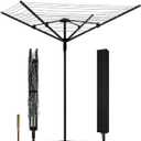 Heavy Duty Outdoor Umbrella Drying Rack, 12 Lines with 165 Feet Drying Space, Steel Frame & Adjustable Height, 4-arm Umbrella Clothesline for Laundry, Collapsible Clothes Drying Rack for Backyard