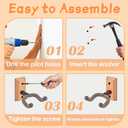 MOREYES Guitar Wall Mount 2 Pack, Guitar Hanger with Rotatable Soft Guitar Holders for All Size Guitars, U-Shaped Guitar Wall Hangers for Acoustic Guitar, Bass, Easy to Install, Oak, Brown