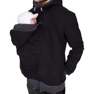 amropi Mens Kangaroo Jacket for Dad and Baby Carrier Hoodie Pullover Sweatshirt (Black, L)
