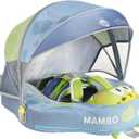 Mambobaby Float Non-Inflatable Baby Float with Canopy, Five-Point Safety System, 3D Canopy(Detachable) UPF 50+, Baby Pool Floats for 3-24 Months, Dual-Mode Toddler Swim Floaties