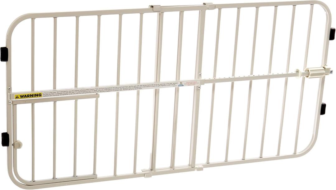 Carlson 24-38" Lil Tuffy Expandable Metal Dog Gate for Doorways, Indoor Pet Gate with Small Pet Door, No-Drill Pressure Mount, White