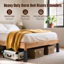 Heavy Duty Dorm Bed Risers, Adjustable Bed Leg Extenders, 4/6/8/10/12 inch | Widened Base & Thick Steel Support Plates, Creates Under-Bed Storage, Fits 2.2"3" Diameter Bed Legs, Black, 4-Pack