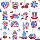 Sasylvia 16 Pcs 4th of July Diamond Painting Keychains Patriotic Diamond Art Kit Gnome Painting Ornaments American Flag Red Blue White DIY Craft 250th Anniversary Decorations for Adult