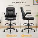 Drafting Chair,Tall Office Chair for Standing Desk,High Executive Leather Ergonomic Computer Chair with Adjustable Height and Flip-Up Armrest for Counter Height Desk,Black, 20 inches x 9.8 inches x 20 inches