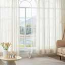 Dreaming Casa Linen Blend Sheer Curtains 96 Inches Long, 2 Panels, Natural | Each 100"W x 96"L Rod Pocket & Back Tab Curtain Drapes, Light Filtering See Through Window Treatment for Living Room Bedroom