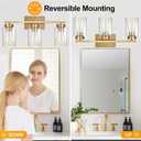 3-Light Bathroom Vanity Light, Modern Brushed Gold Wall Lights with Clear Glass Shades, Bathroom Wall Sconce Lamp for Mirror Living Room Bedroom Hallway